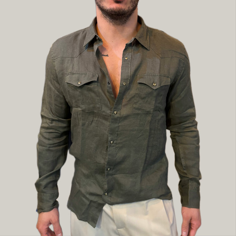 Camicia alley lino verde