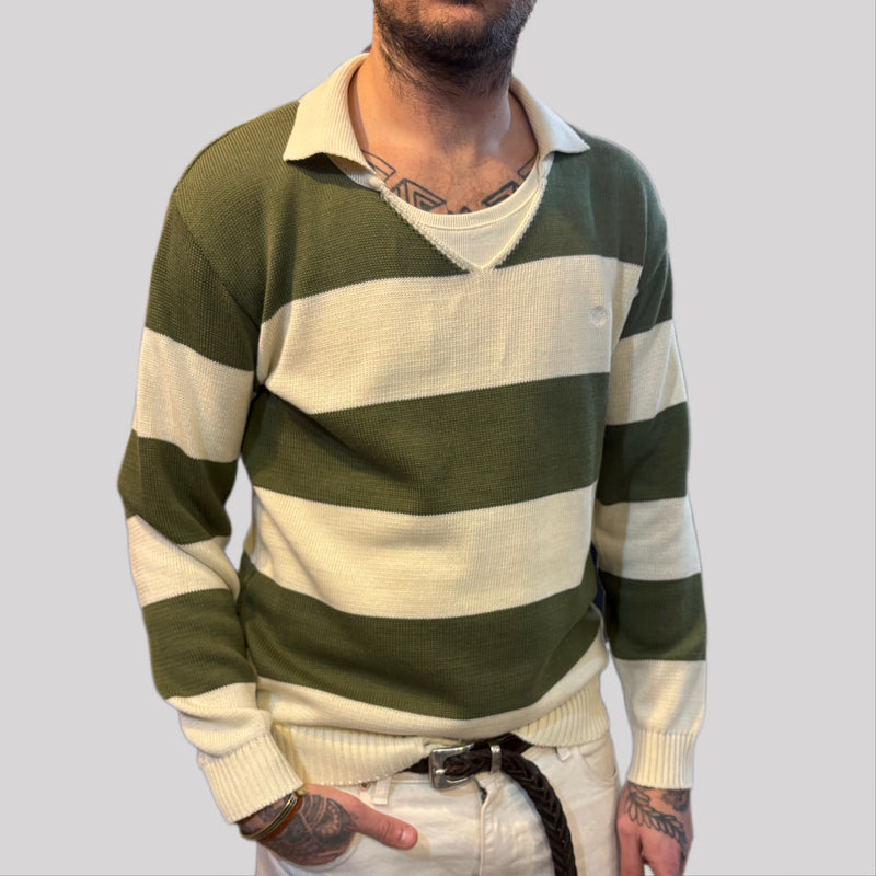 Polo tela cruda verde/panna