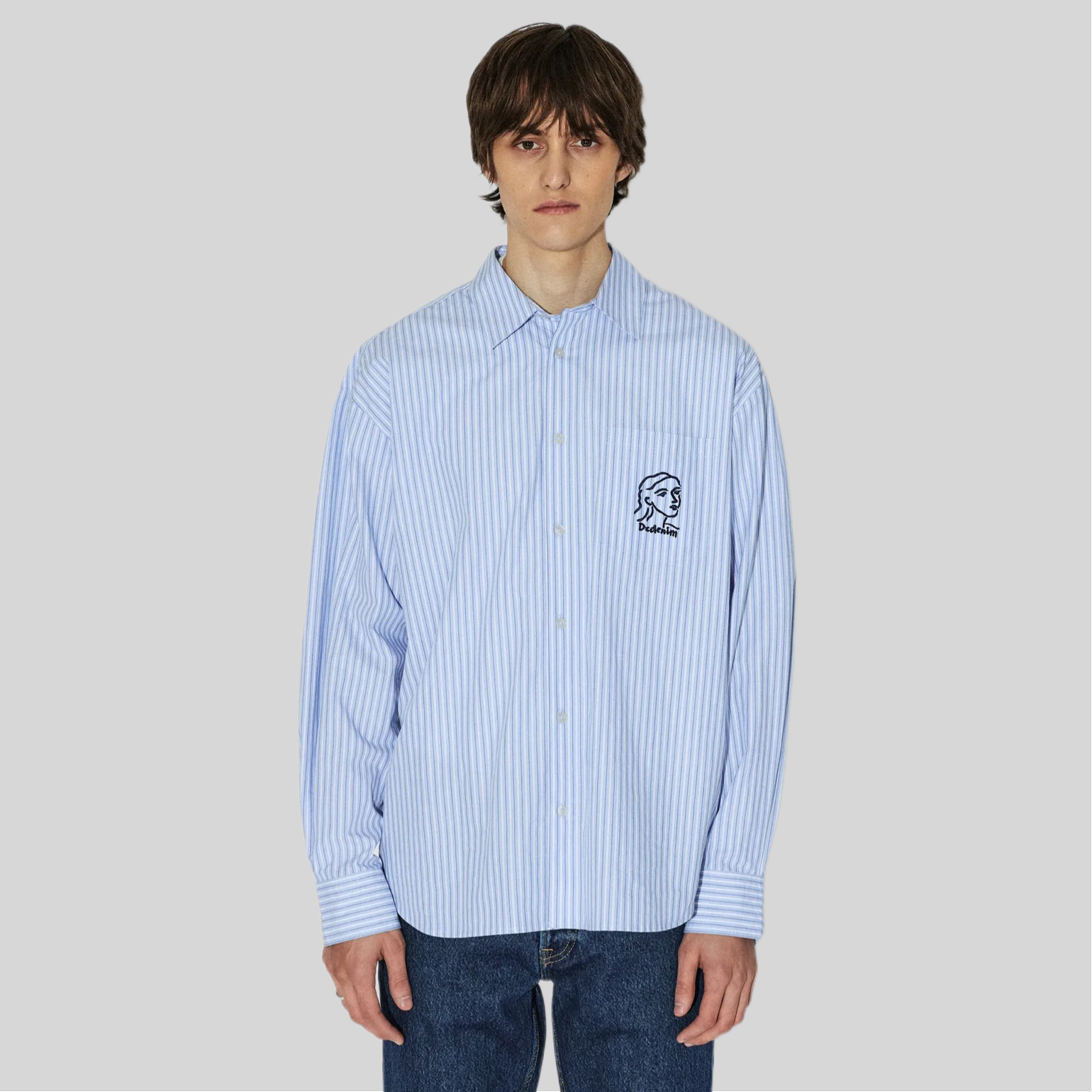 Camicia dr denim costina bianca/celeste