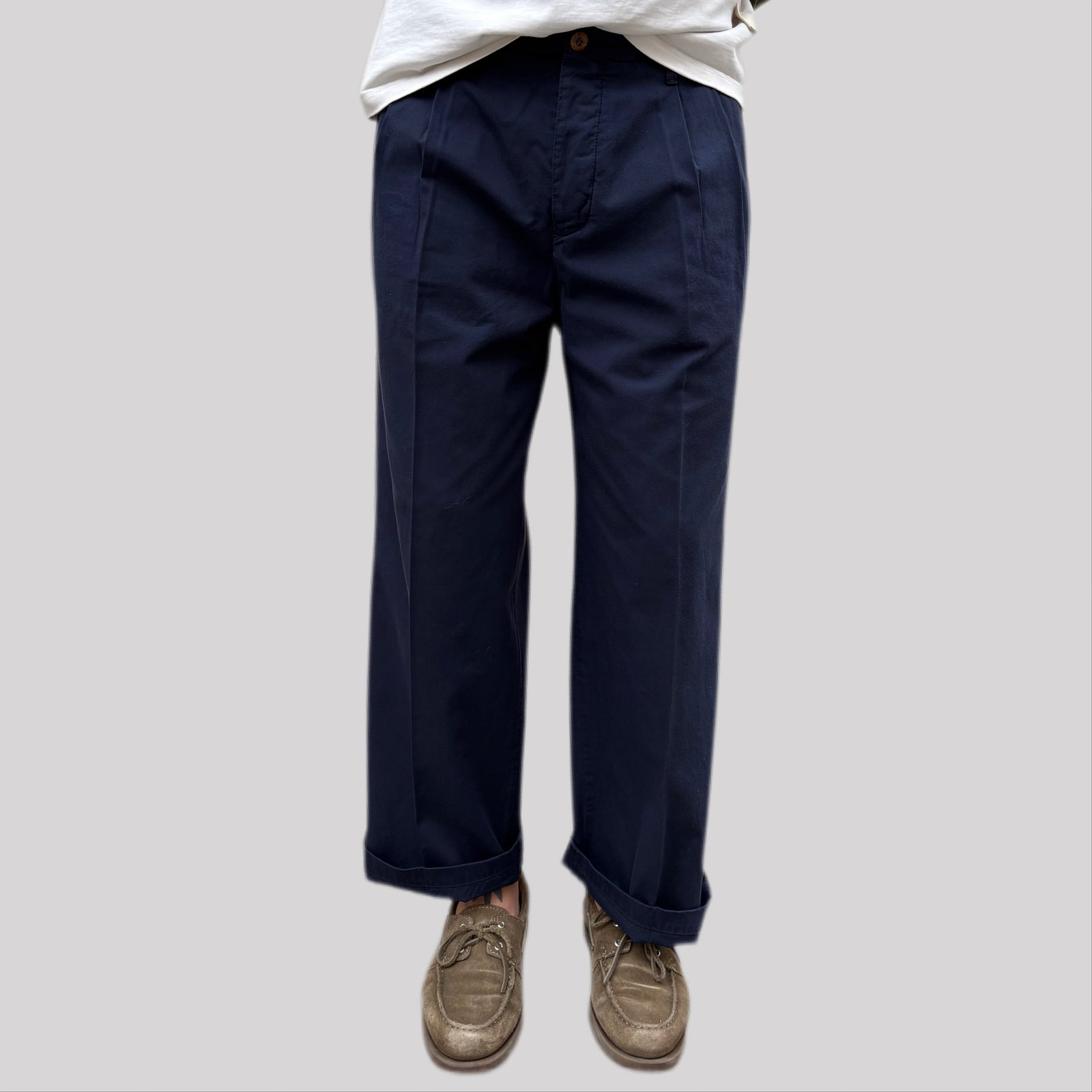 Pantalone tela cruda blu navy