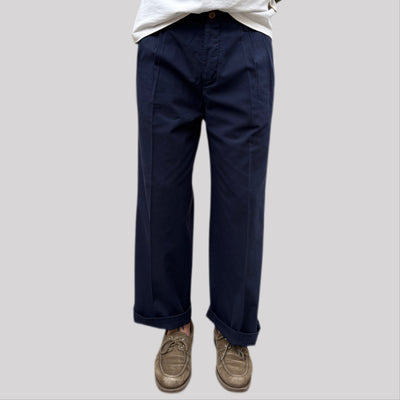 Pantalone tela cruda blu navy