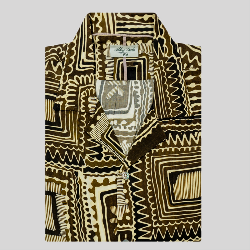 Camicia alley fantasia marrone/panna