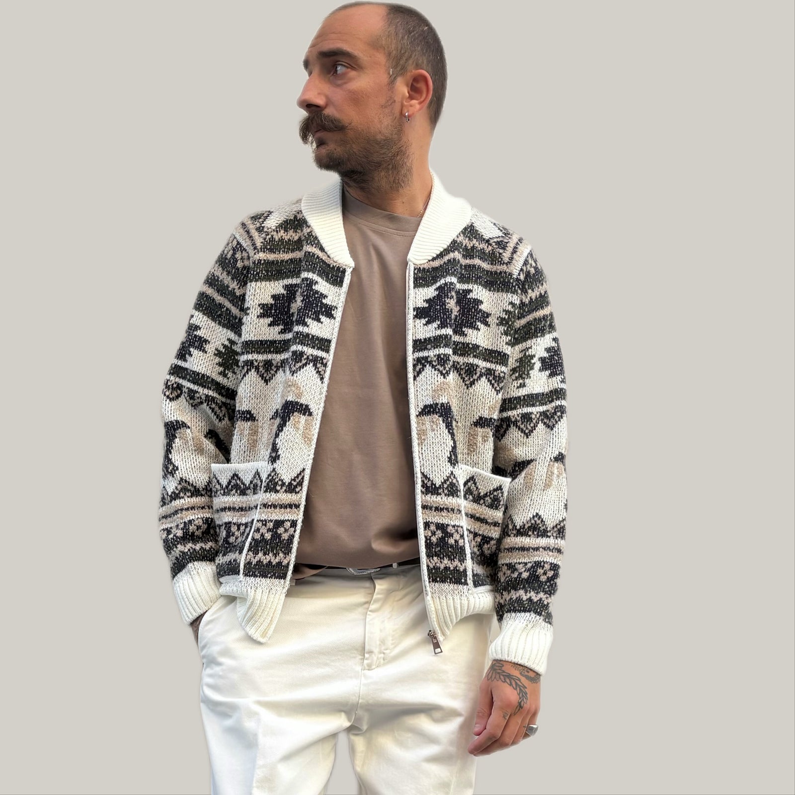 Maglia Bomber navajo bianco