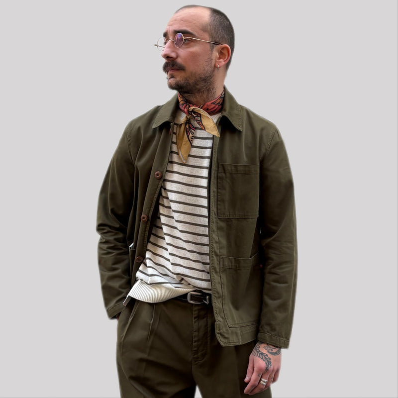 Giacca tela cruda verde militay