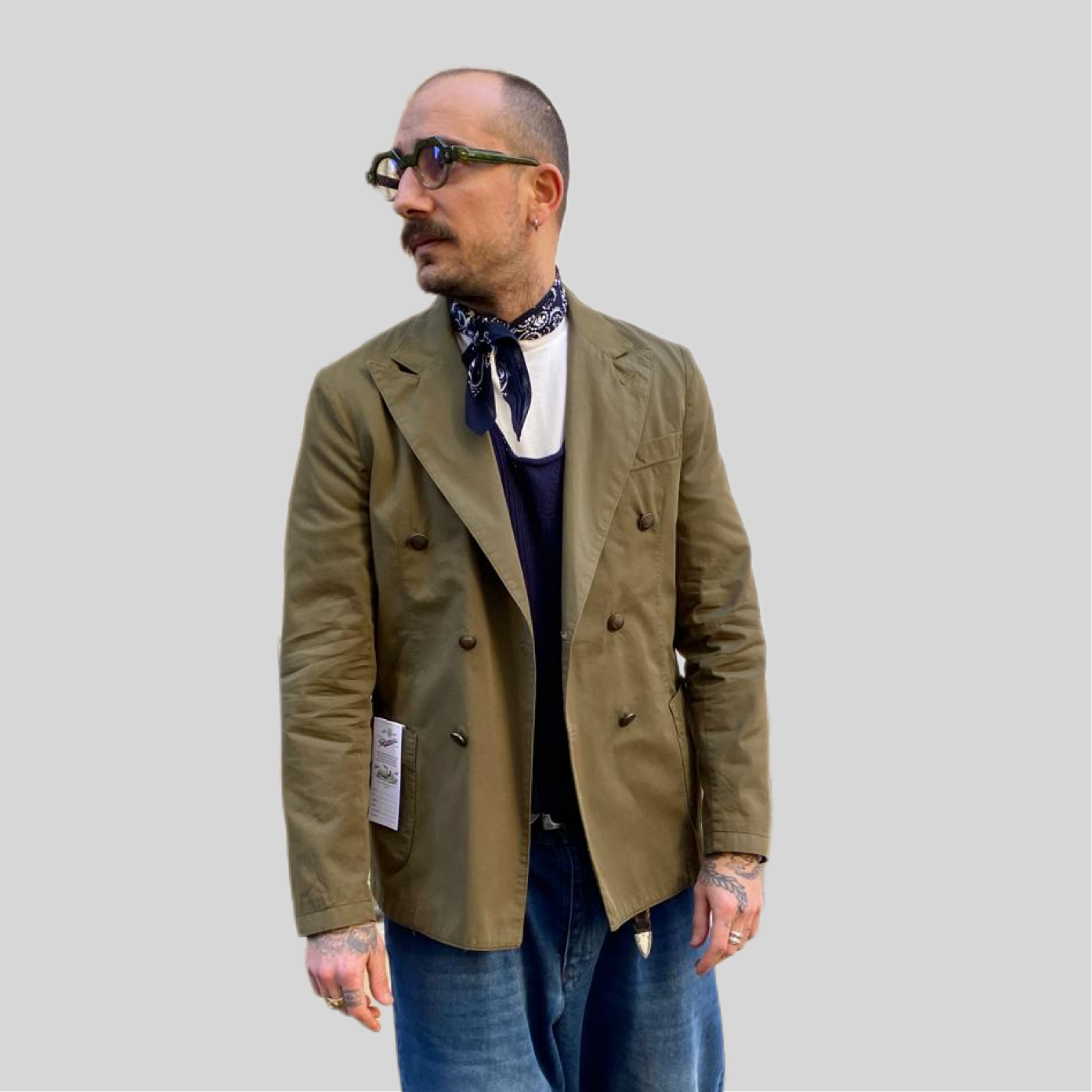 Giacca tela cruda verde oliva