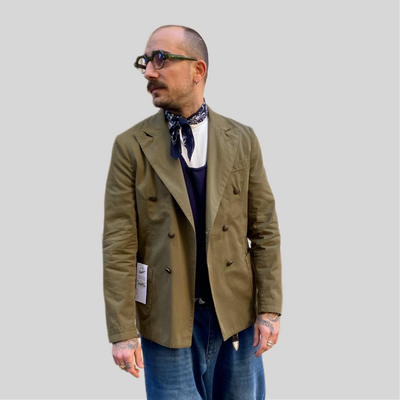 Giacca tela cruda verde oliva