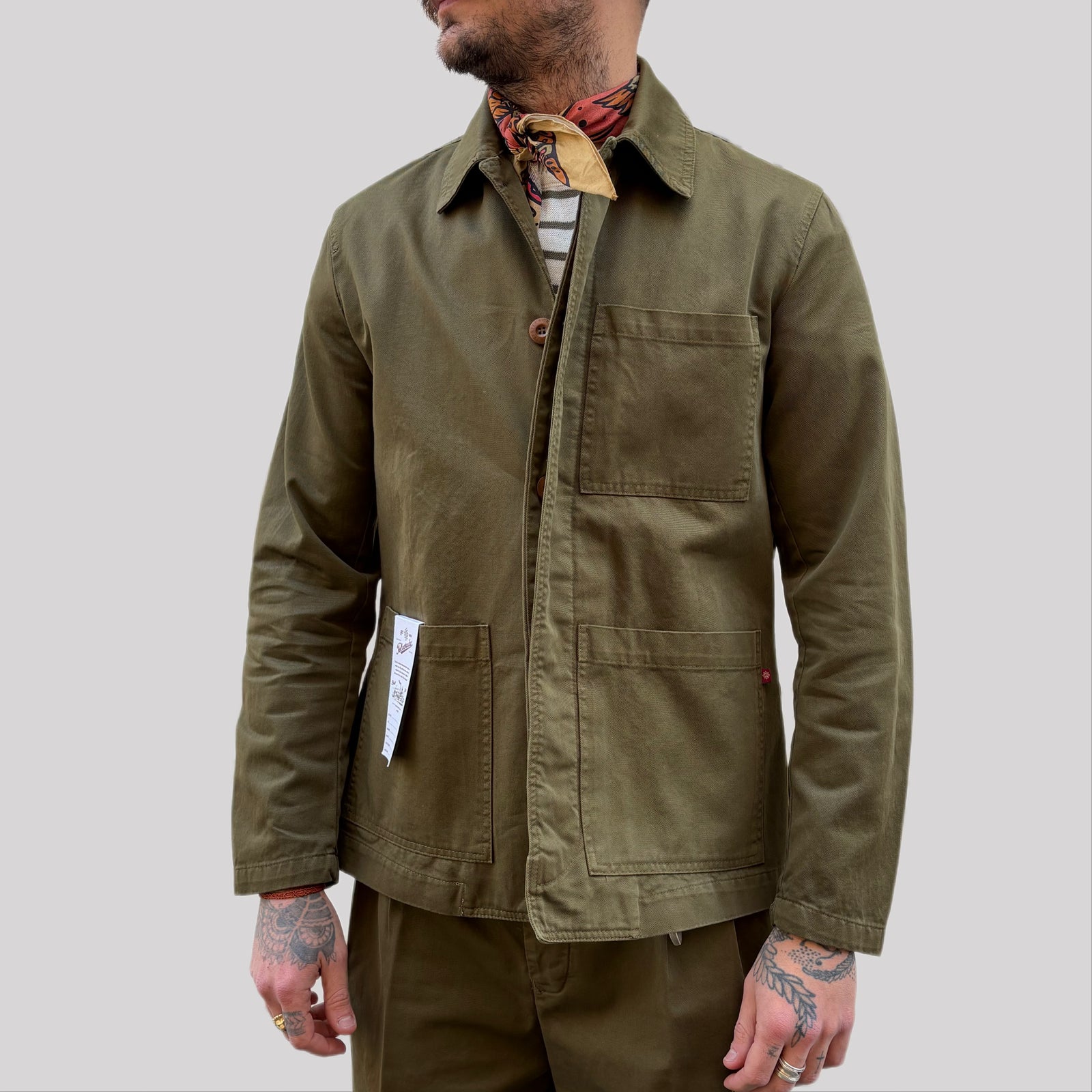 Giacca tela cruda verde militay