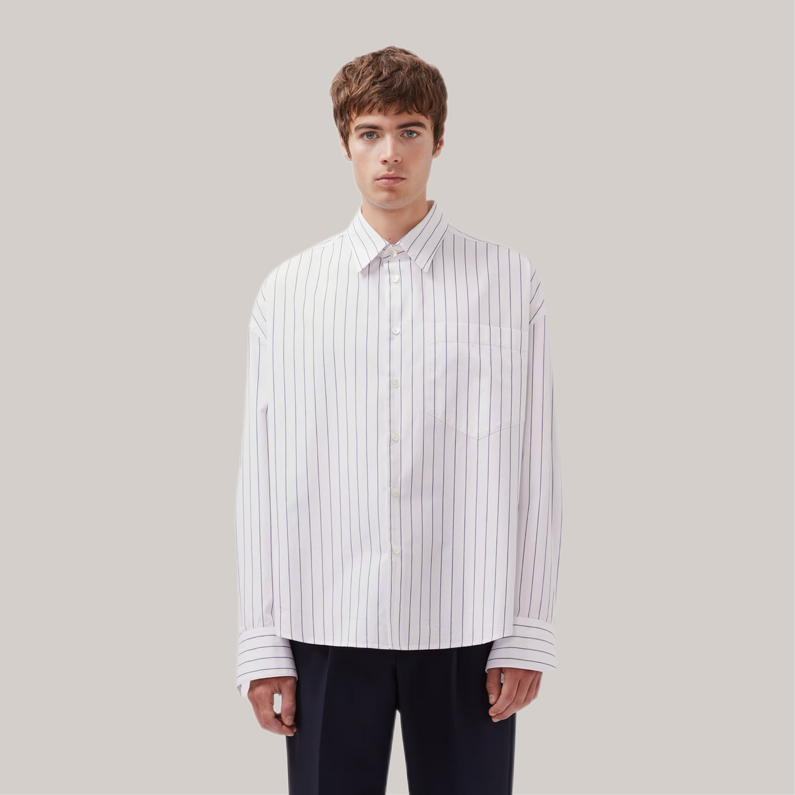 Camicia studio bianca riga blu