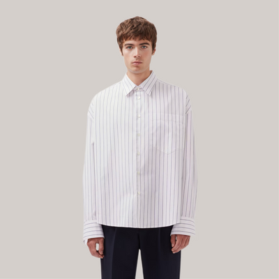 Camicia studio bianca riga blu