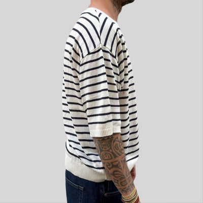 T-shirt tela cruda bianca/blu