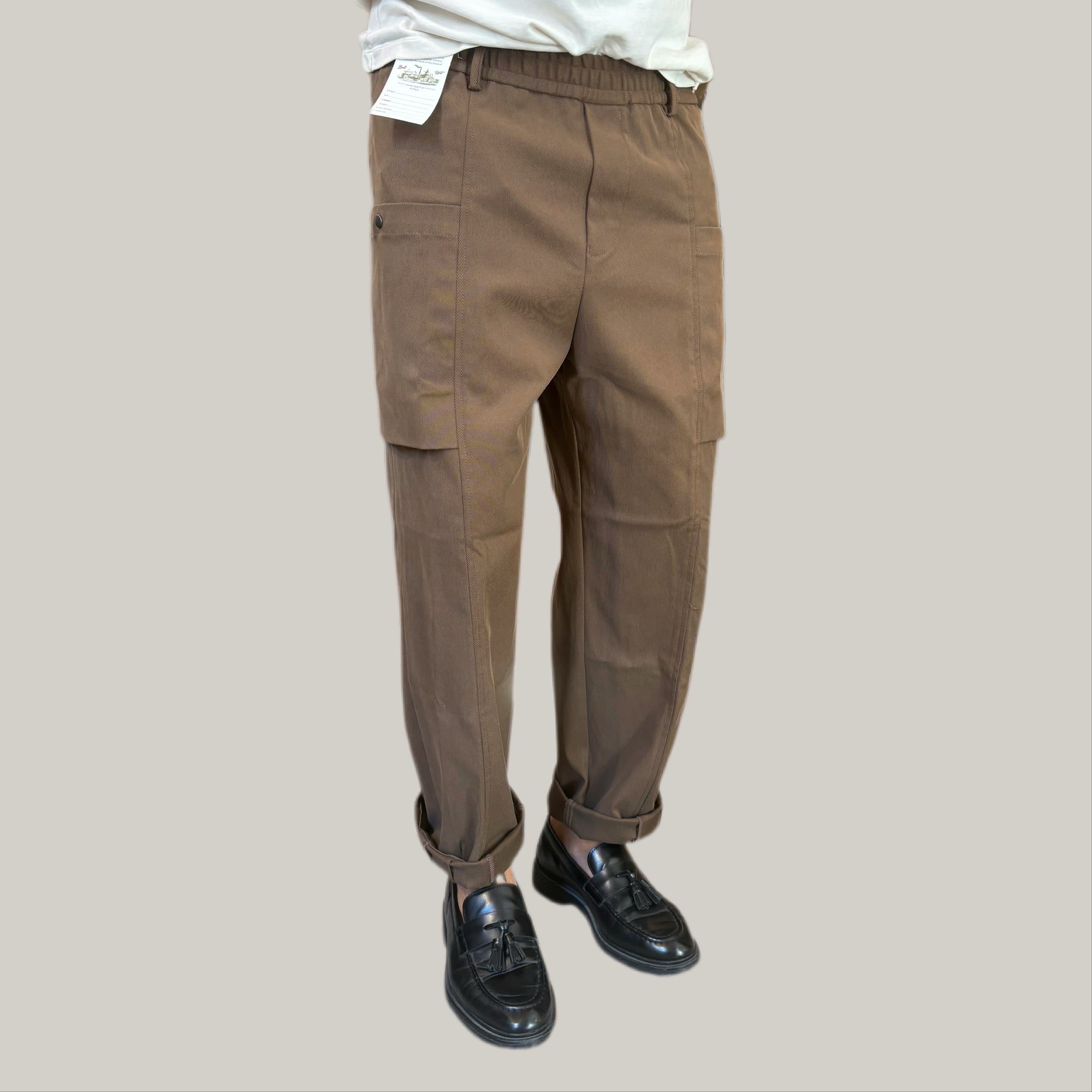 Pantalone tela cruda fango