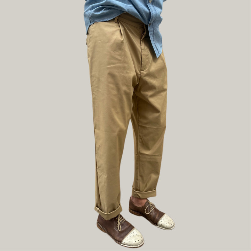 Pantalone tela cruda sabbia