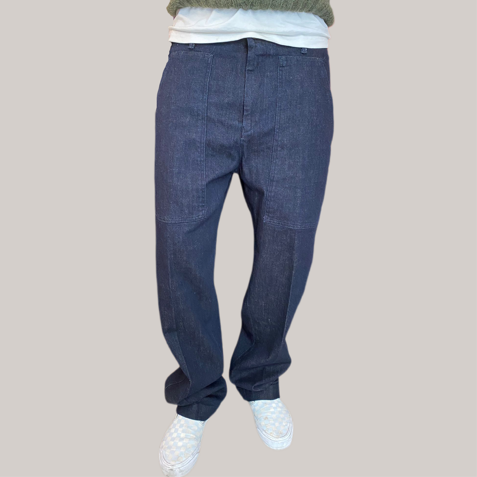 Jeans tela cruda blu