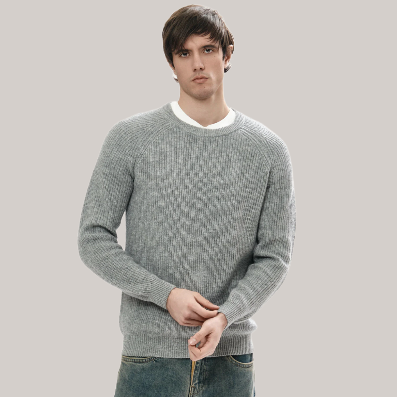 Maglione white wise grigio chiaro melange
