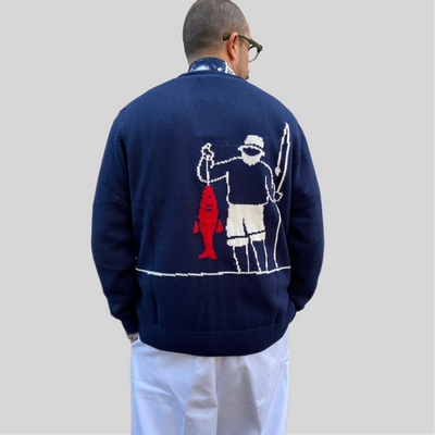 Cardigan thinking Mu navy