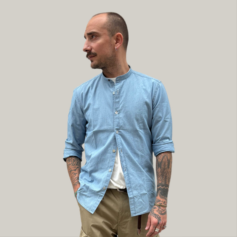 Camicia Alley azzurra collo coreano