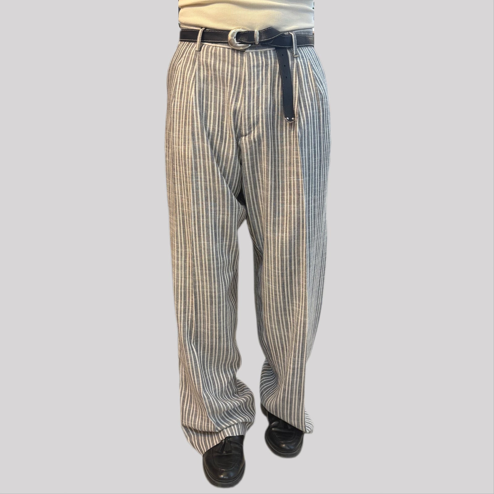 Pantalone I'm brian rigato bianco/nero