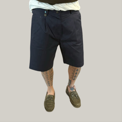 Bermuda tela cruda blu