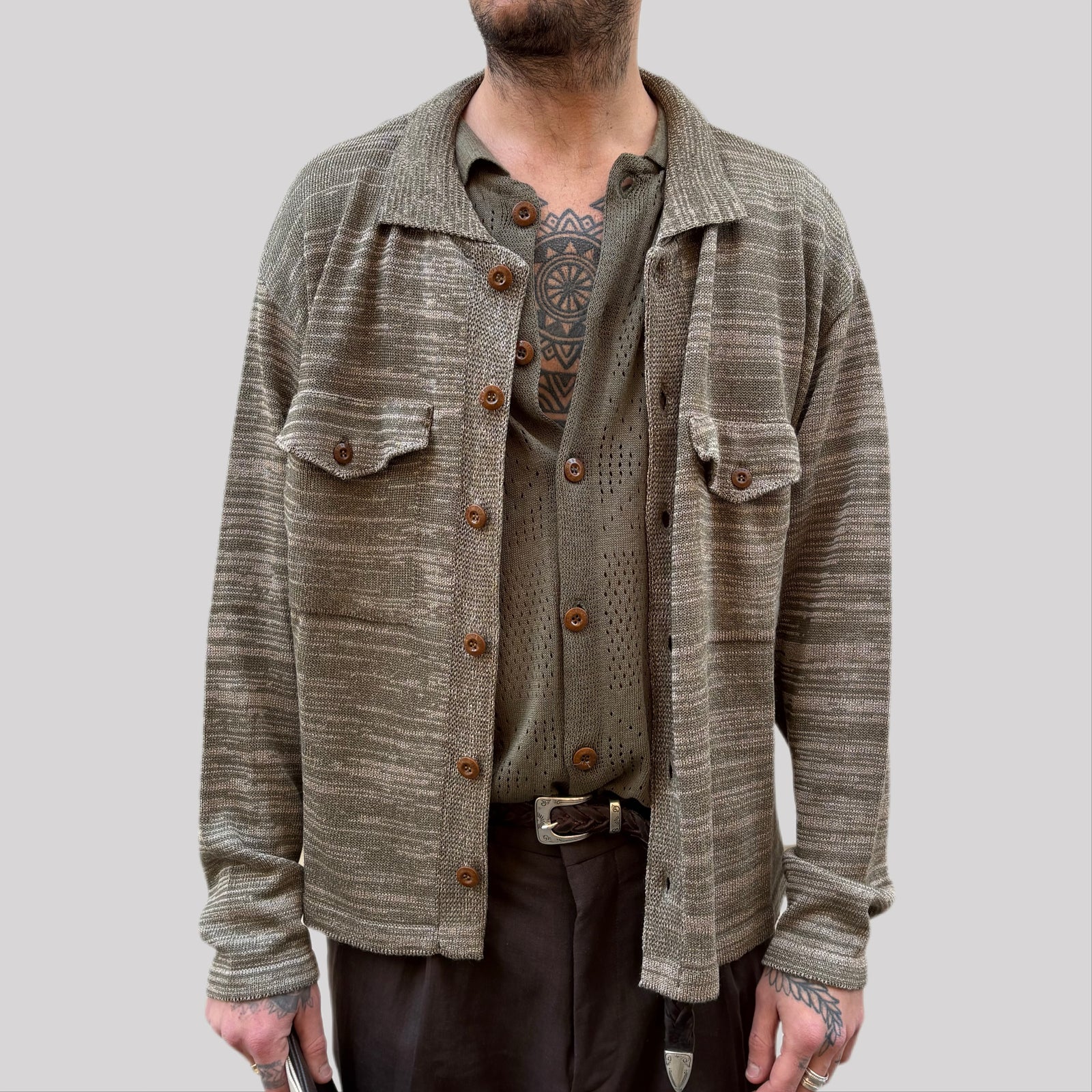 Maglia tela cruda melange verde