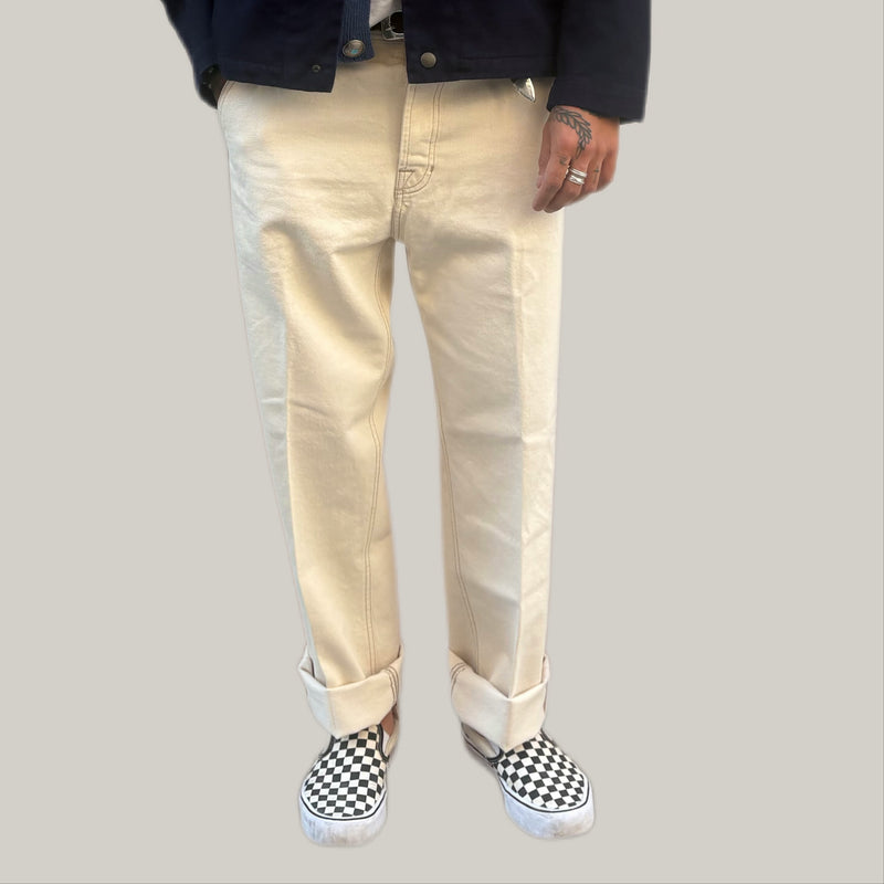 Jeans tela cruda crema