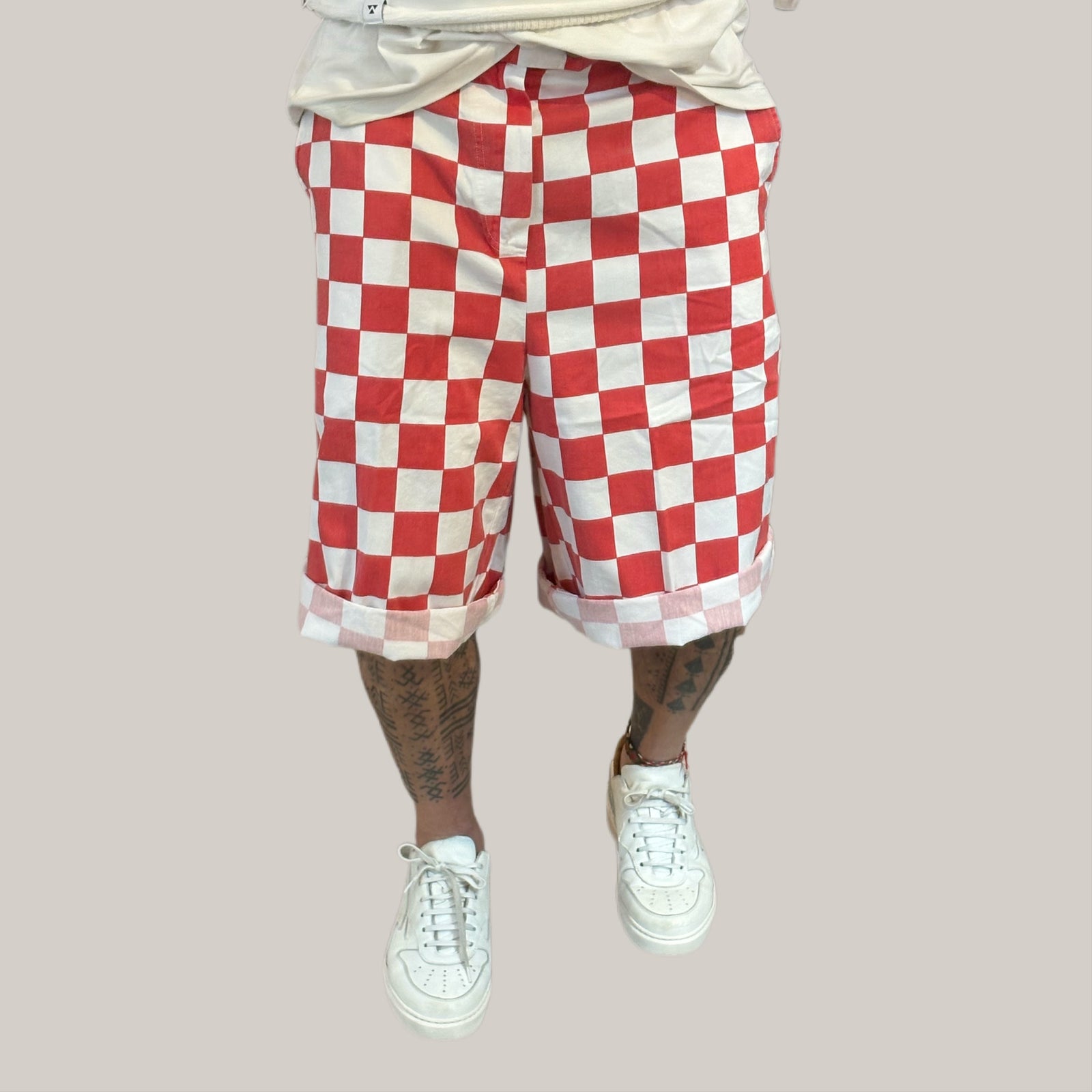 Bermuda maison scacco rosso/bianco