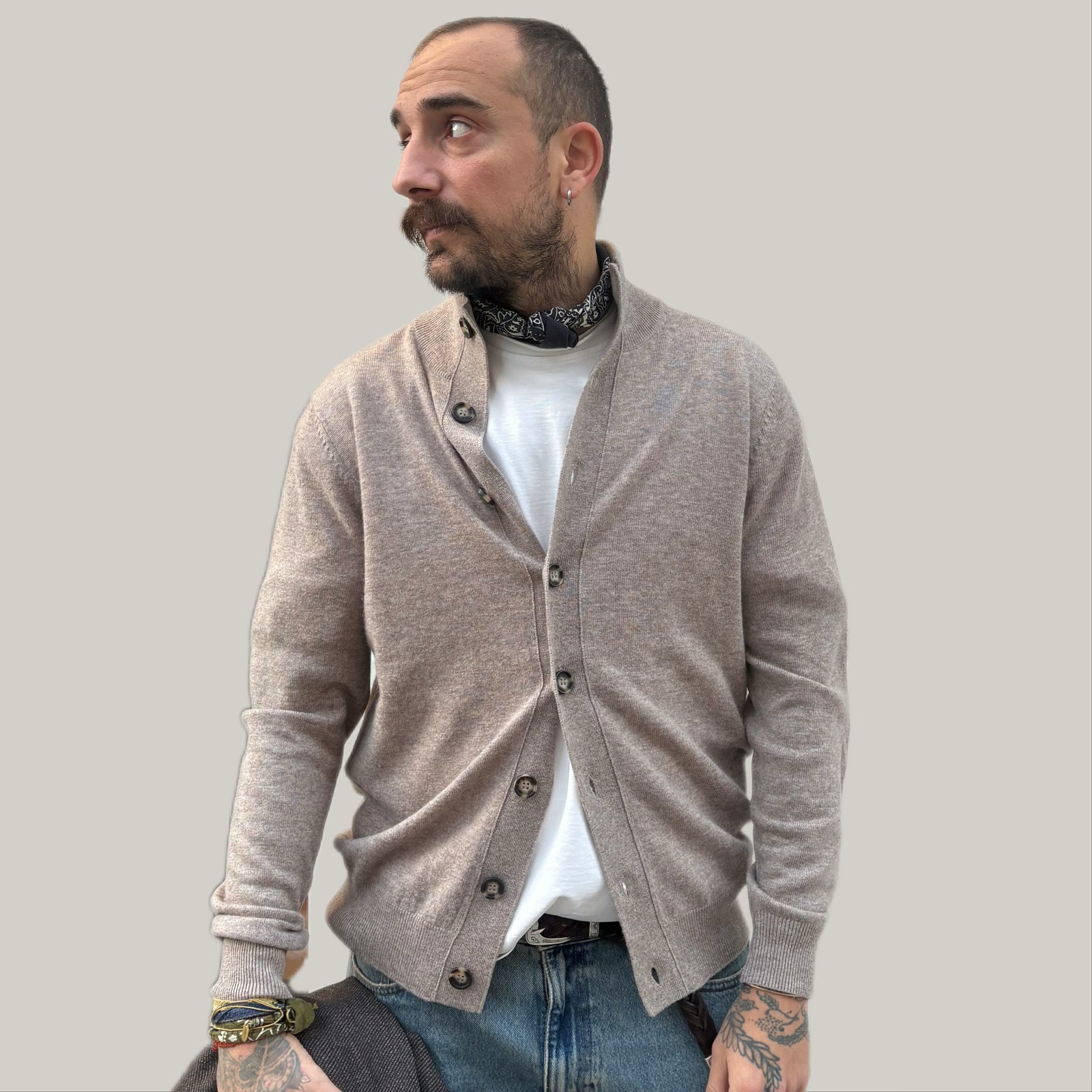 Cardigan white wise sabbia