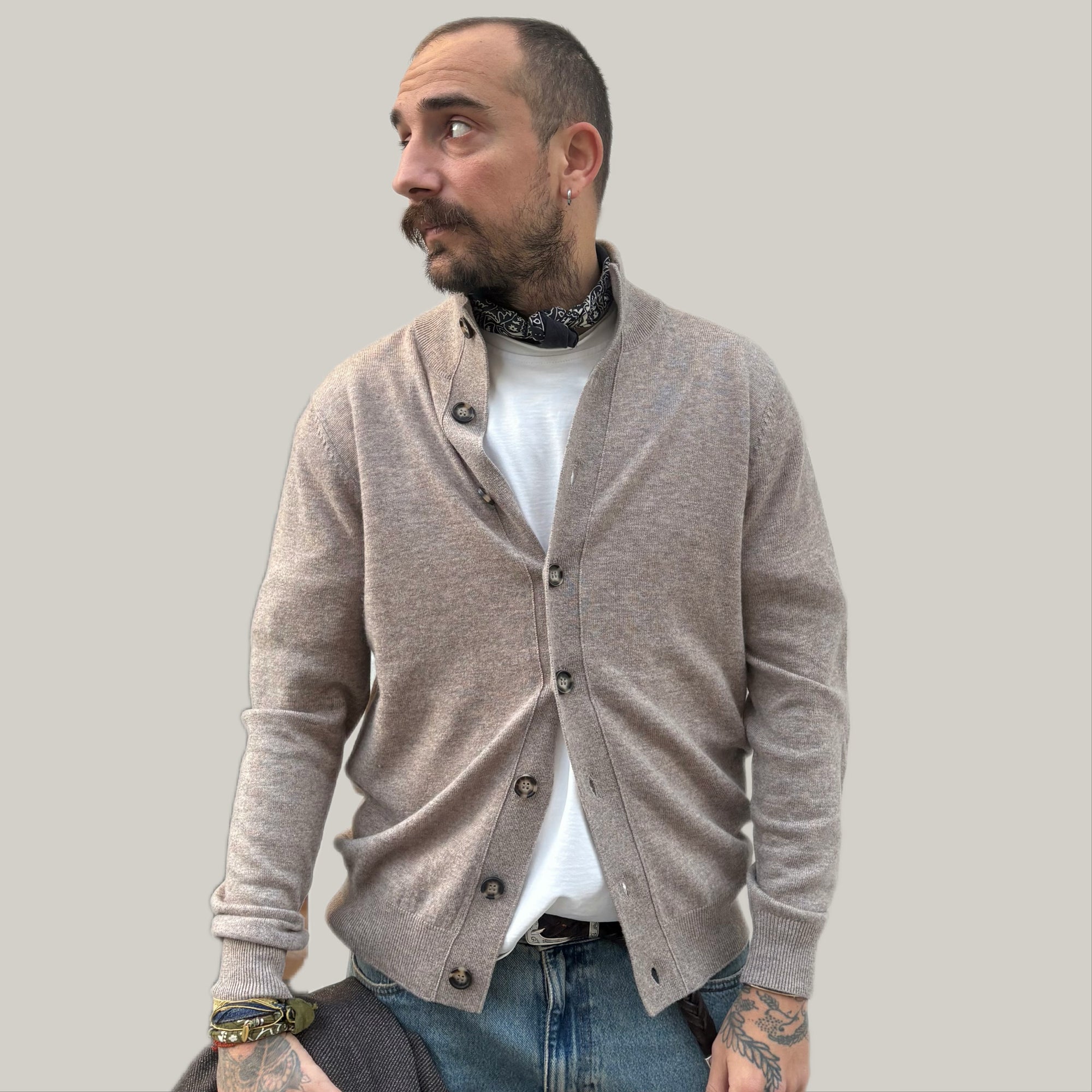 Cardigan white wise sabbia