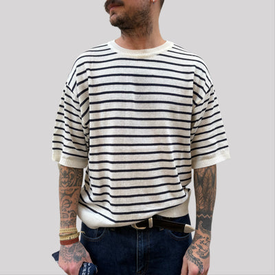 T-shirt tela cruda bianca/blu