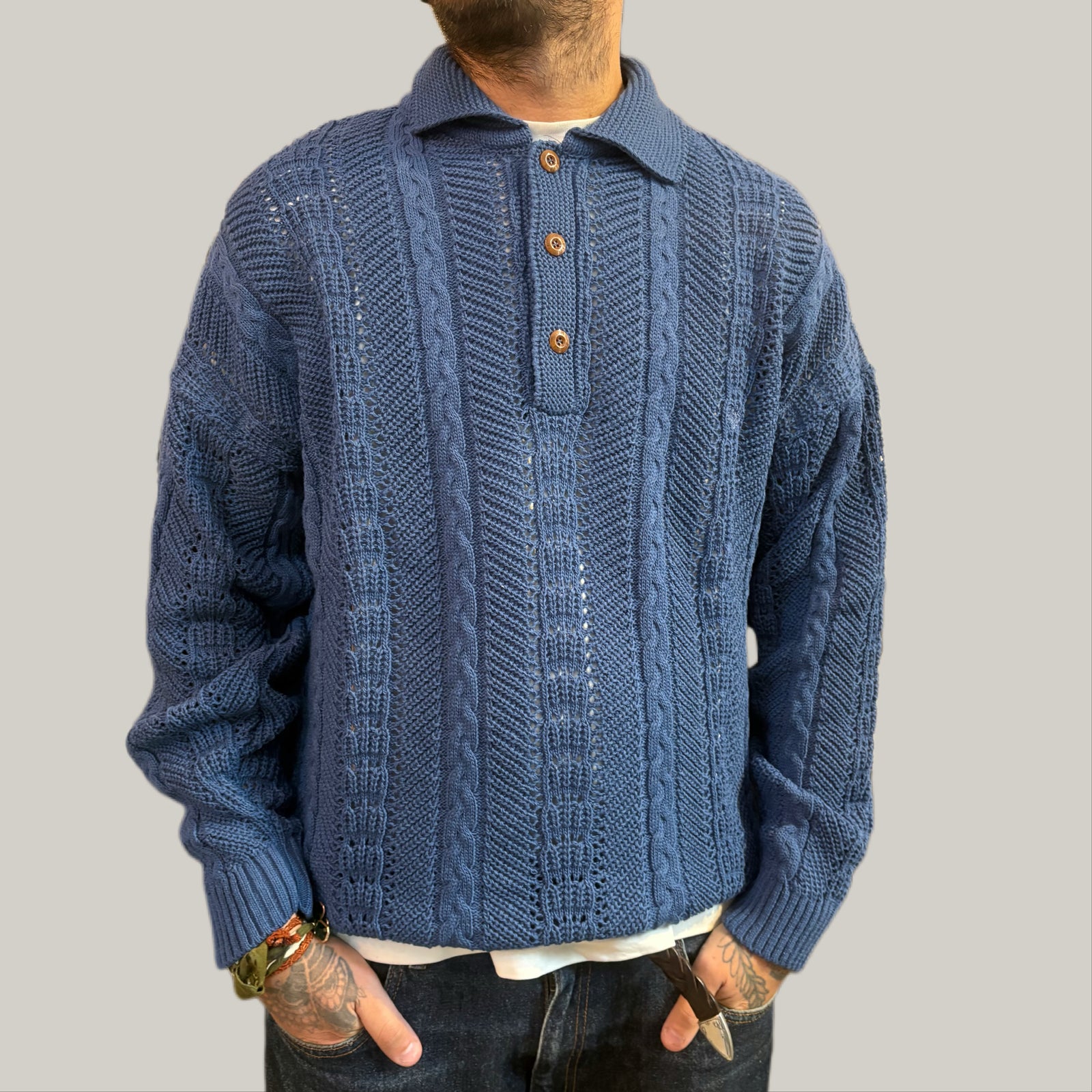 Maglione tela cruda avio