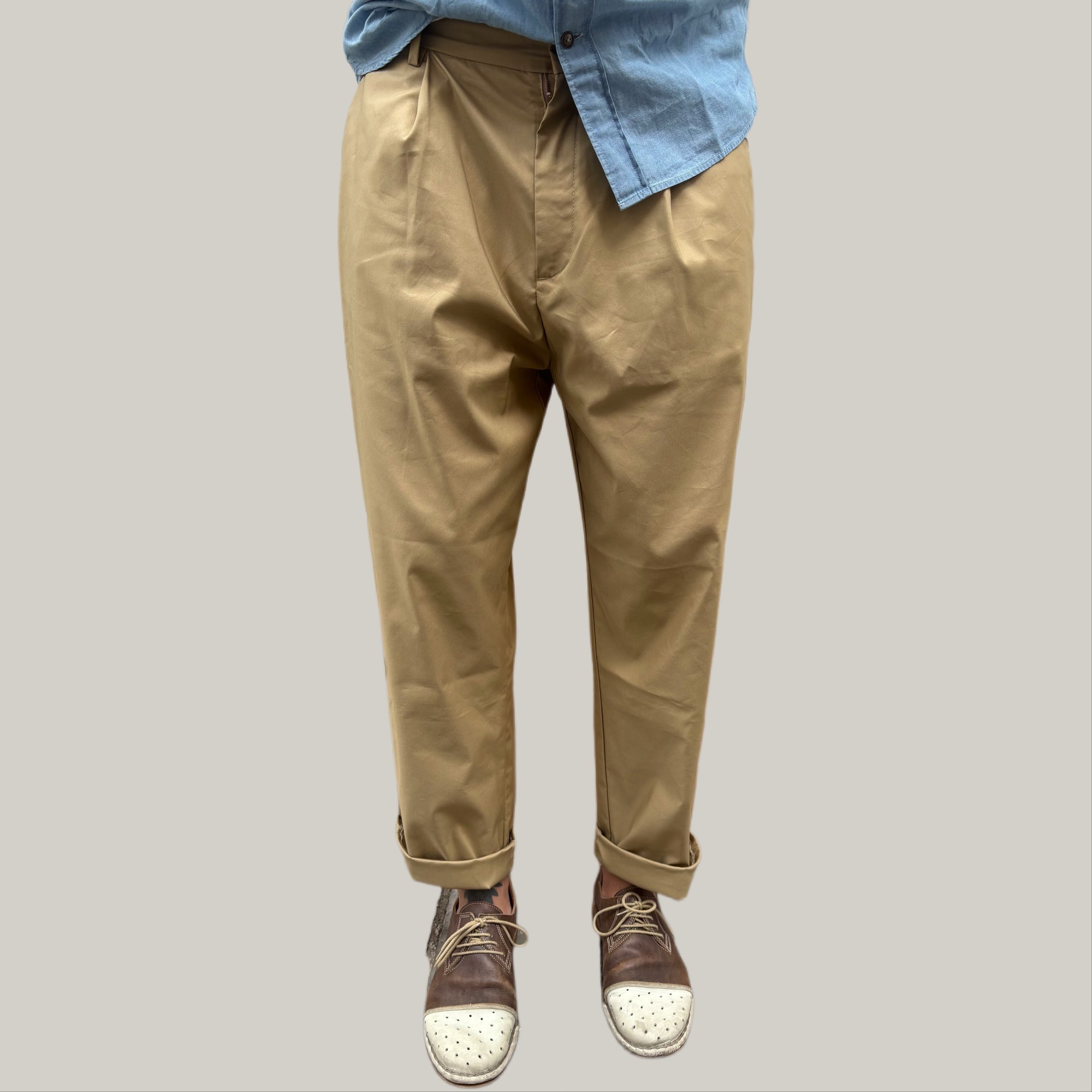 Pantalone tela cruda sabbia
