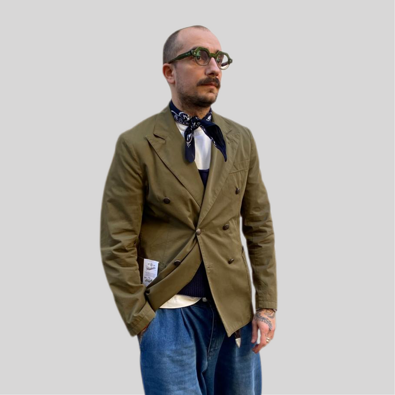 Giacca tela cruda verde oliva