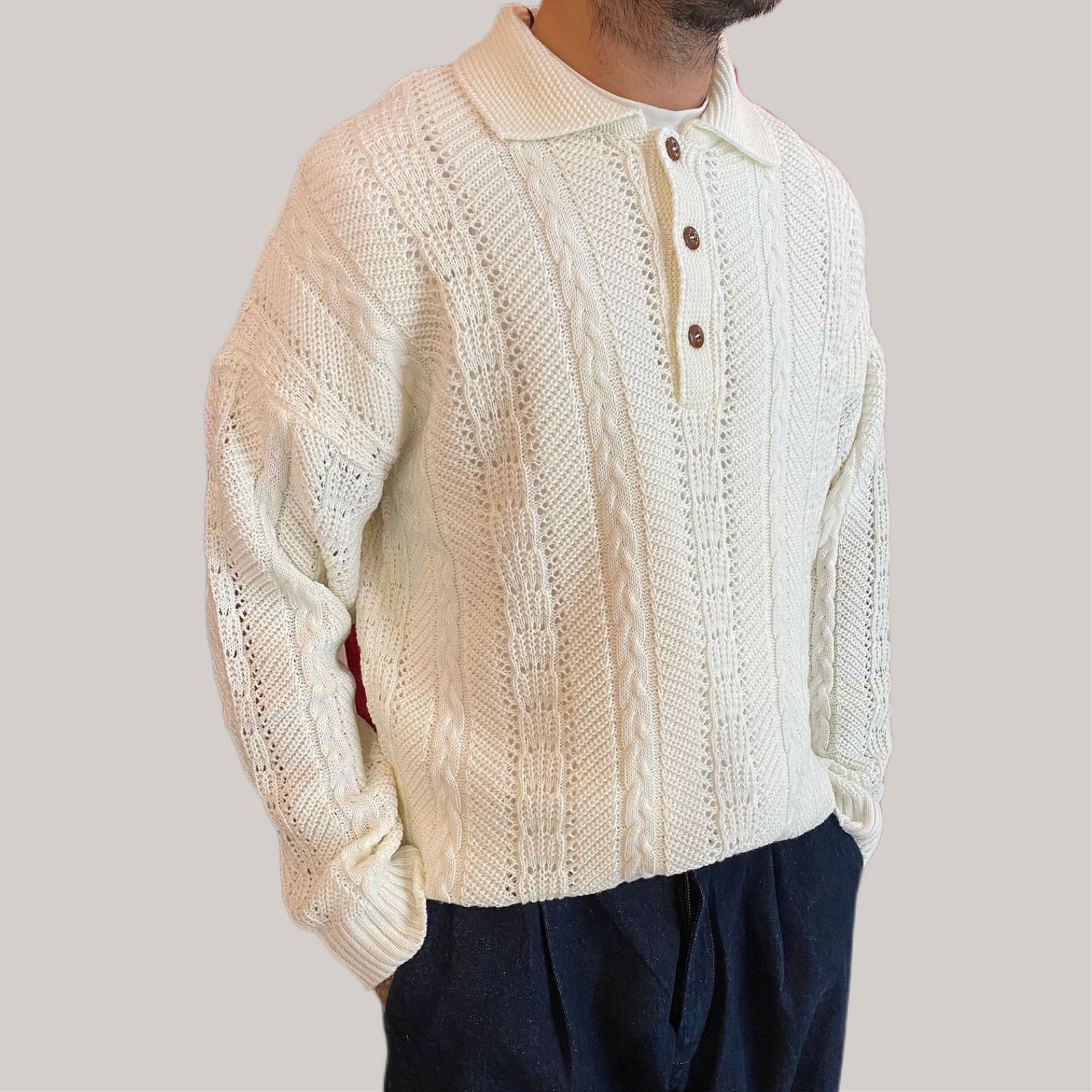 Maglione tela cruda panna