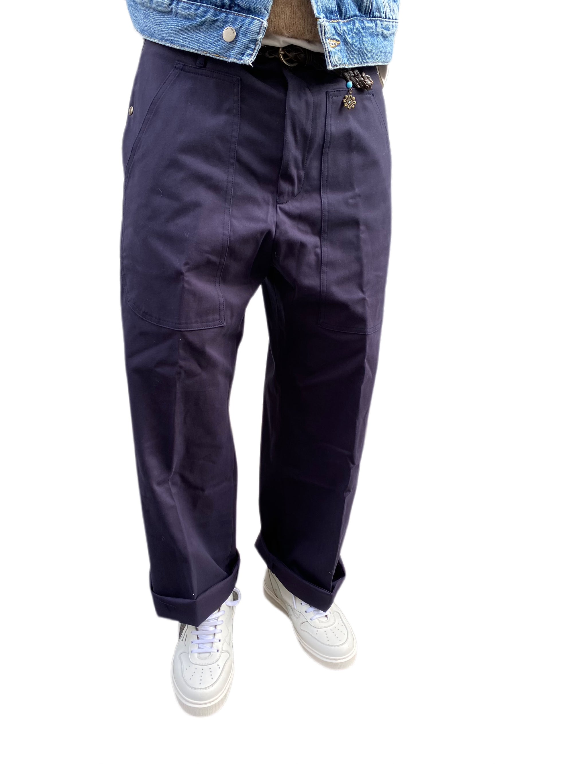 Pantalone Tela cruda blu