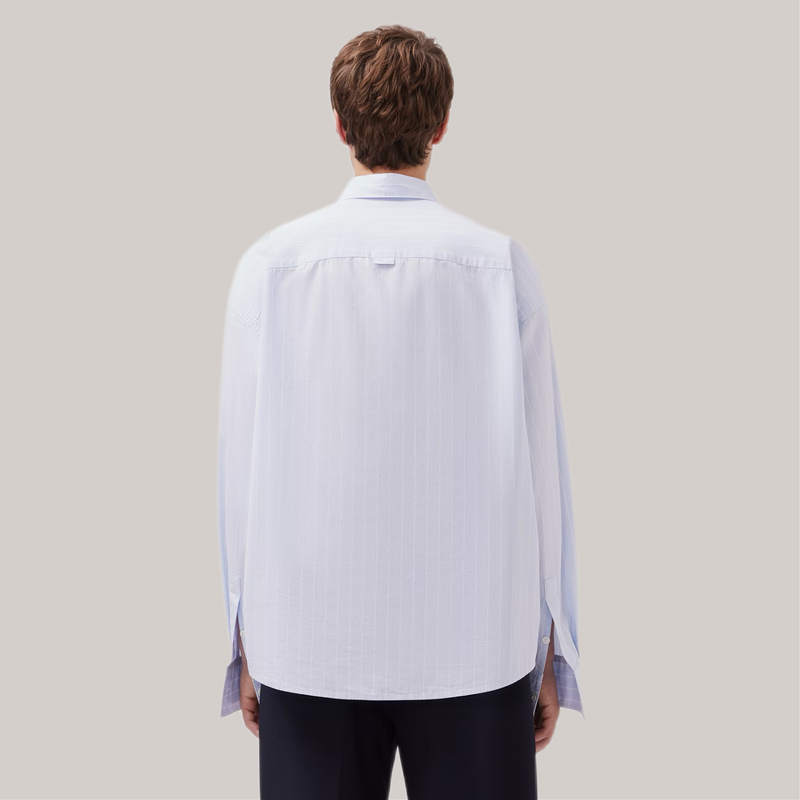 Camicia studio costina bianca / celeste