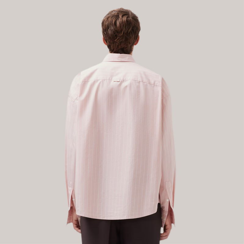Camicia studio costina cipria bianca