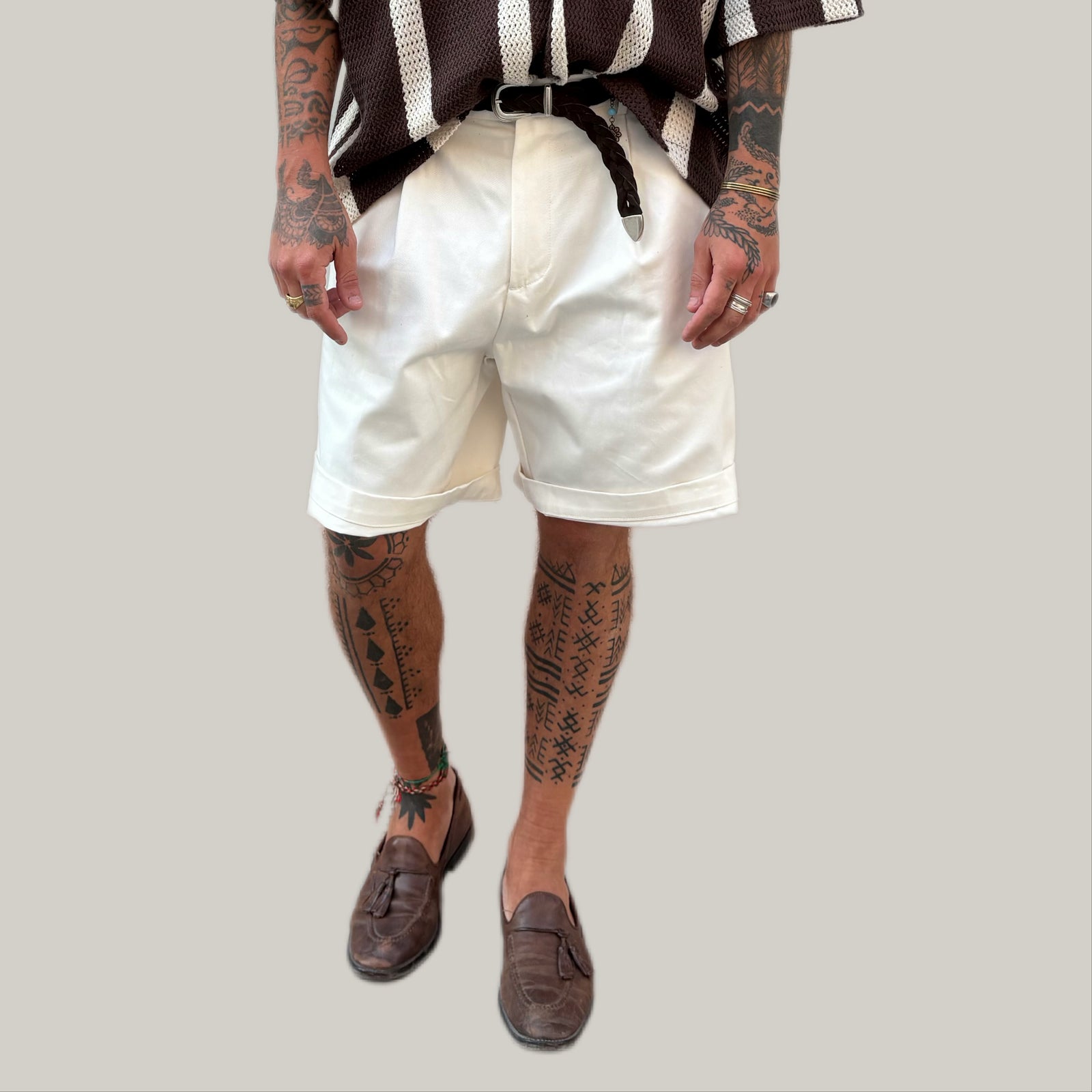 Bermuda tela cruda bianco